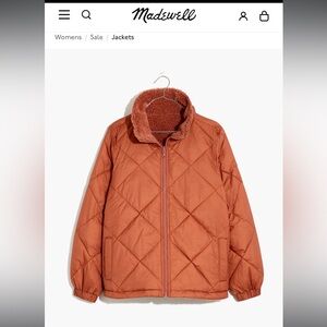 Madewell Reversible Sherpa Puffer Jacket L